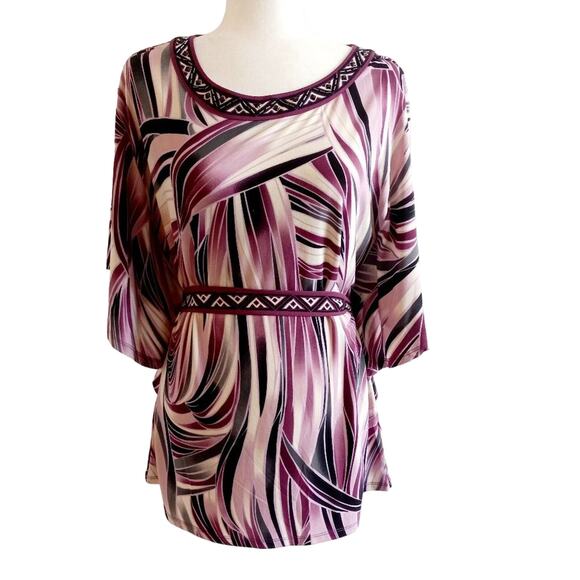 Dana Buchman Bat Wing Tied Waist Top - Picture 1 of 10